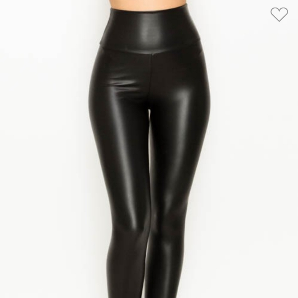 NWT Faux leather high waist tummy control leggings